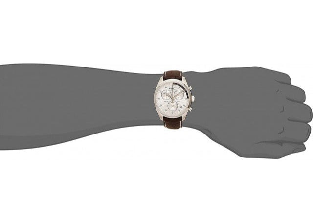 Tissot PR 100 Chronograph Silver Dial Brown Leather Strap Watch for Men - T101.417.16.031.00