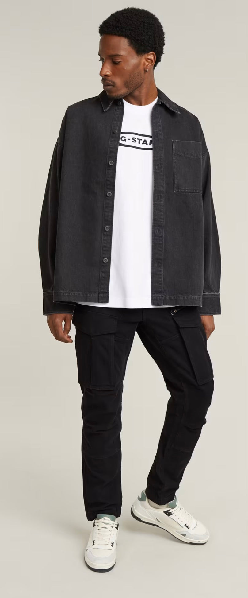 G-star Raw Mens 3D Straight tapered Cargo Pants Dark Black denim