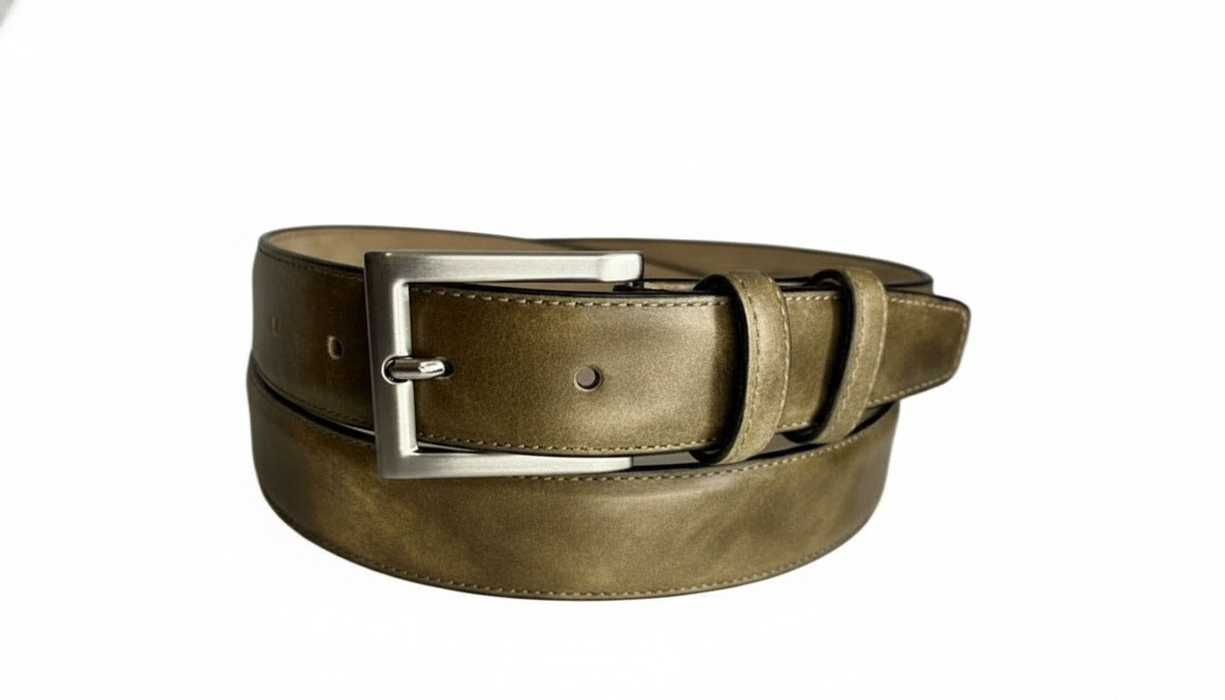Maison Koly Cavalier Belt Khaki Museum Leather by maisonkoly.com