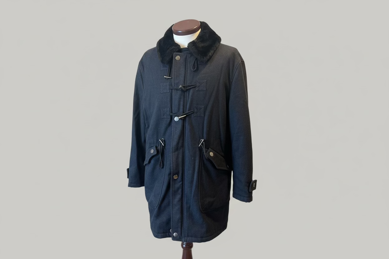 Emporio Armani men virgen wool coat Black made in Italy