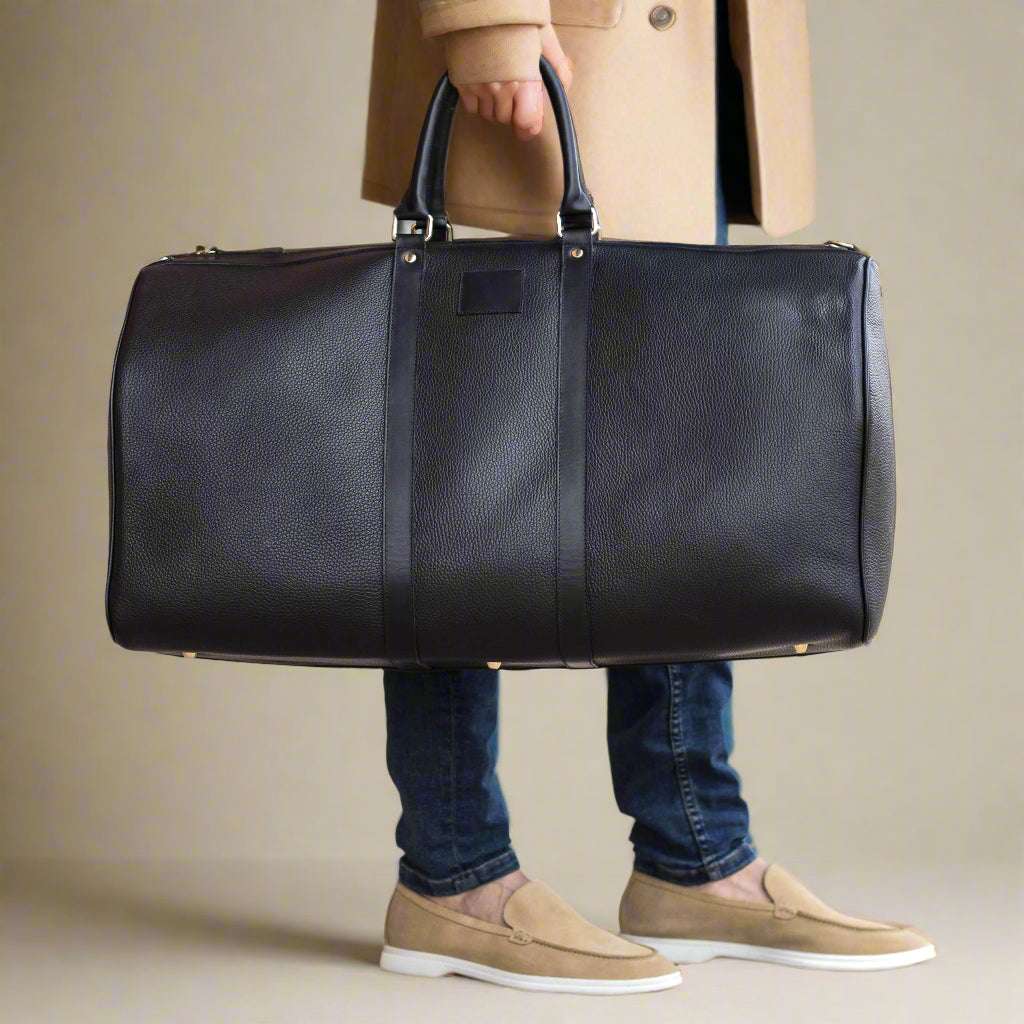 Maison Koly Mansaya luxury leather Duffle bag Black by maisonkoly.com