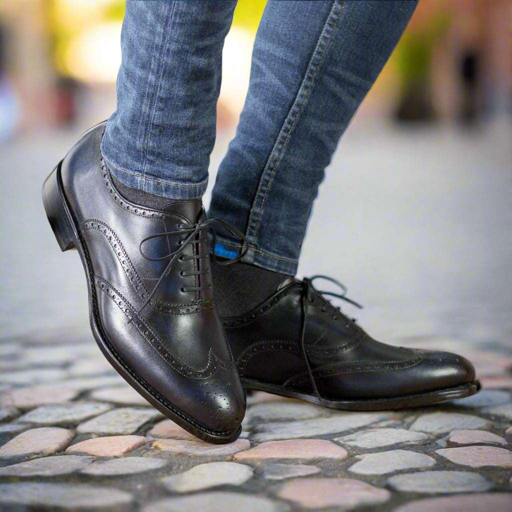 Maison Koly Paname perforated oxfords Leather - Navy by maisonkoly.com