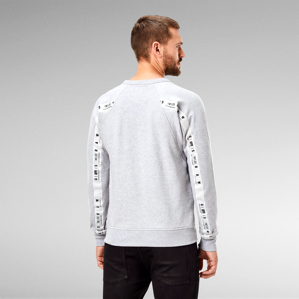 G-star Logo taping sweater grey by maisonkoly.com