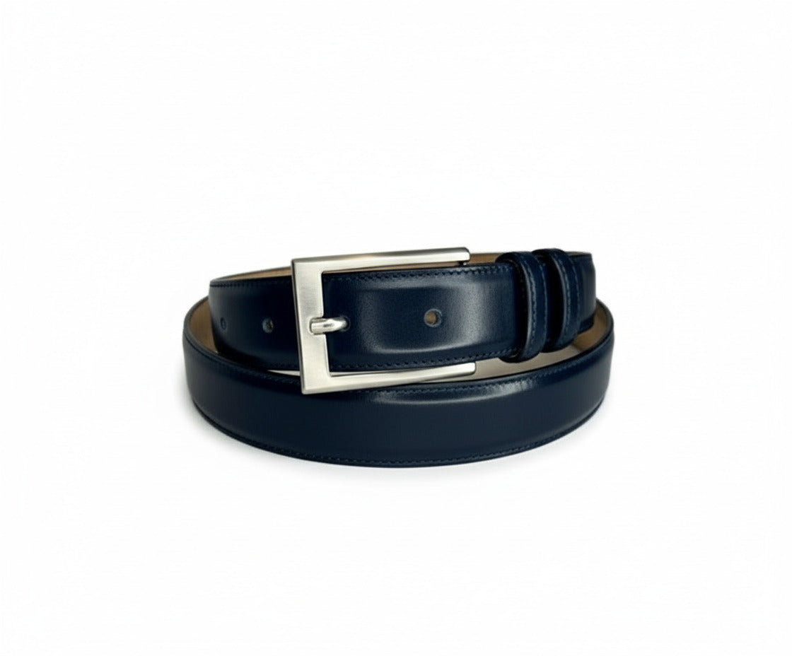 Maison Koly Cavalier Belt Navy Box Calf Leather by maisonkoly.com