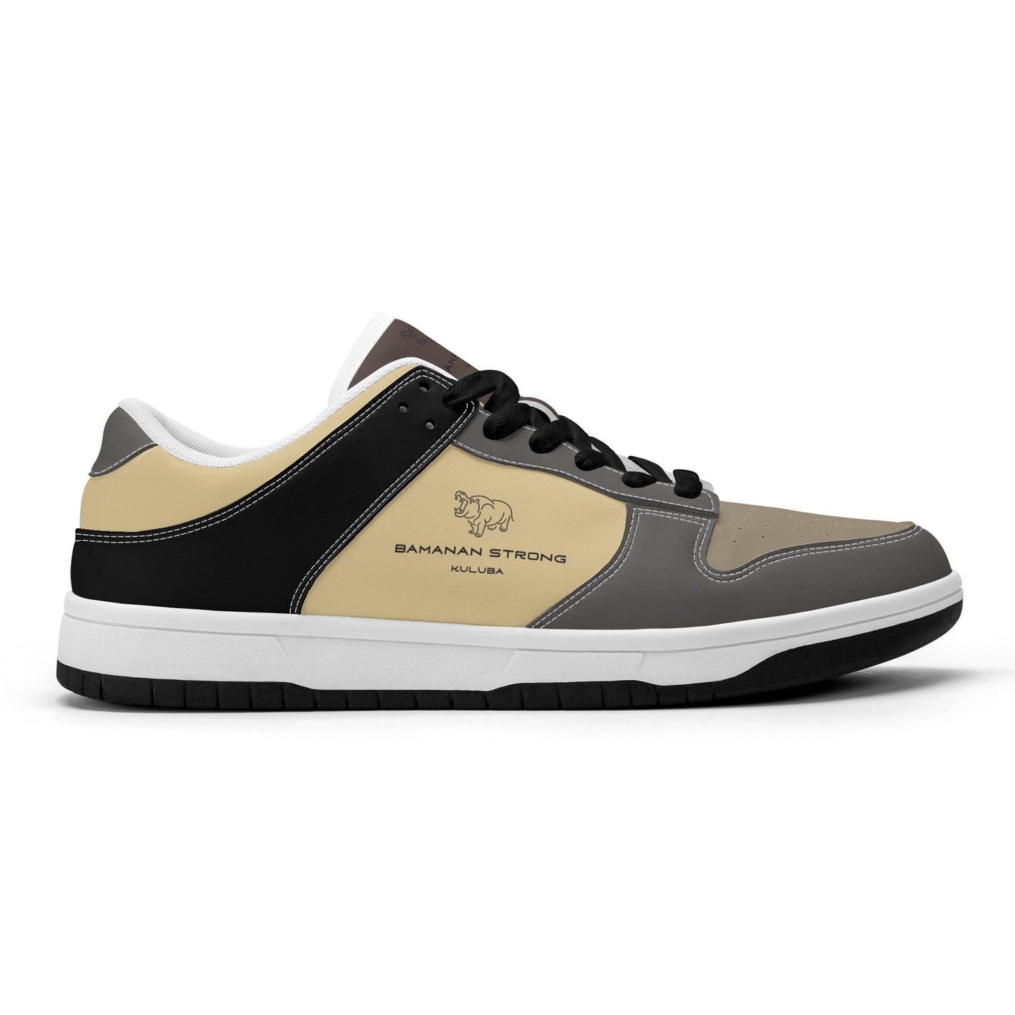 Kuluba Bamanan Strong Ragtime Retro Low Top Leather Sneakers Brown and Cream - maisonkoly.com