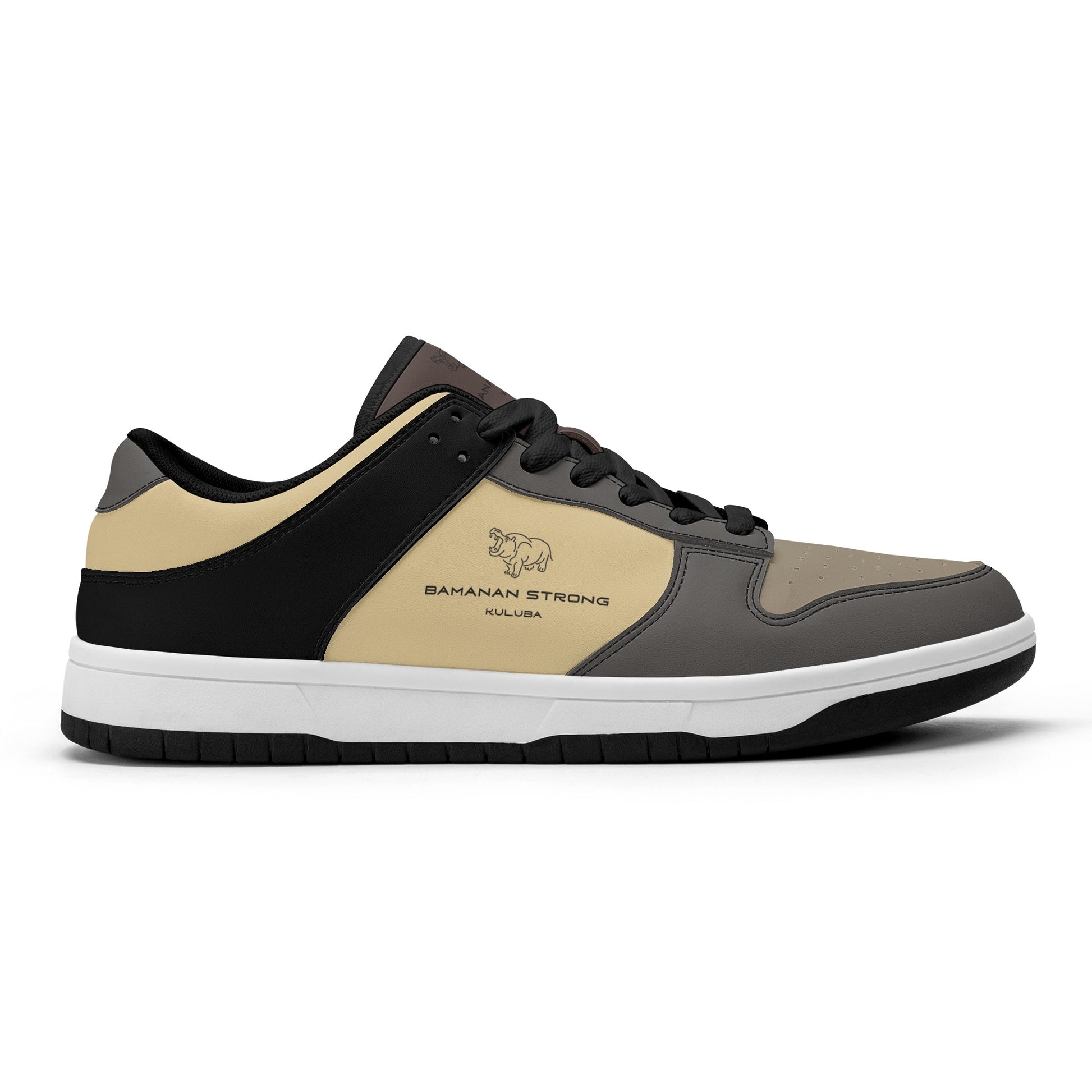 Kuluba Bamanan Strong Ragtime Retro Low Top Leather Sneakers Brown and Cream - maisonkoly.com