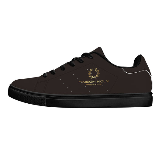 Maison Koly Bafula Bay Low Top Leather Sneakers- Brown Coffee - maisonkoly.com Black / US5 (EU35)