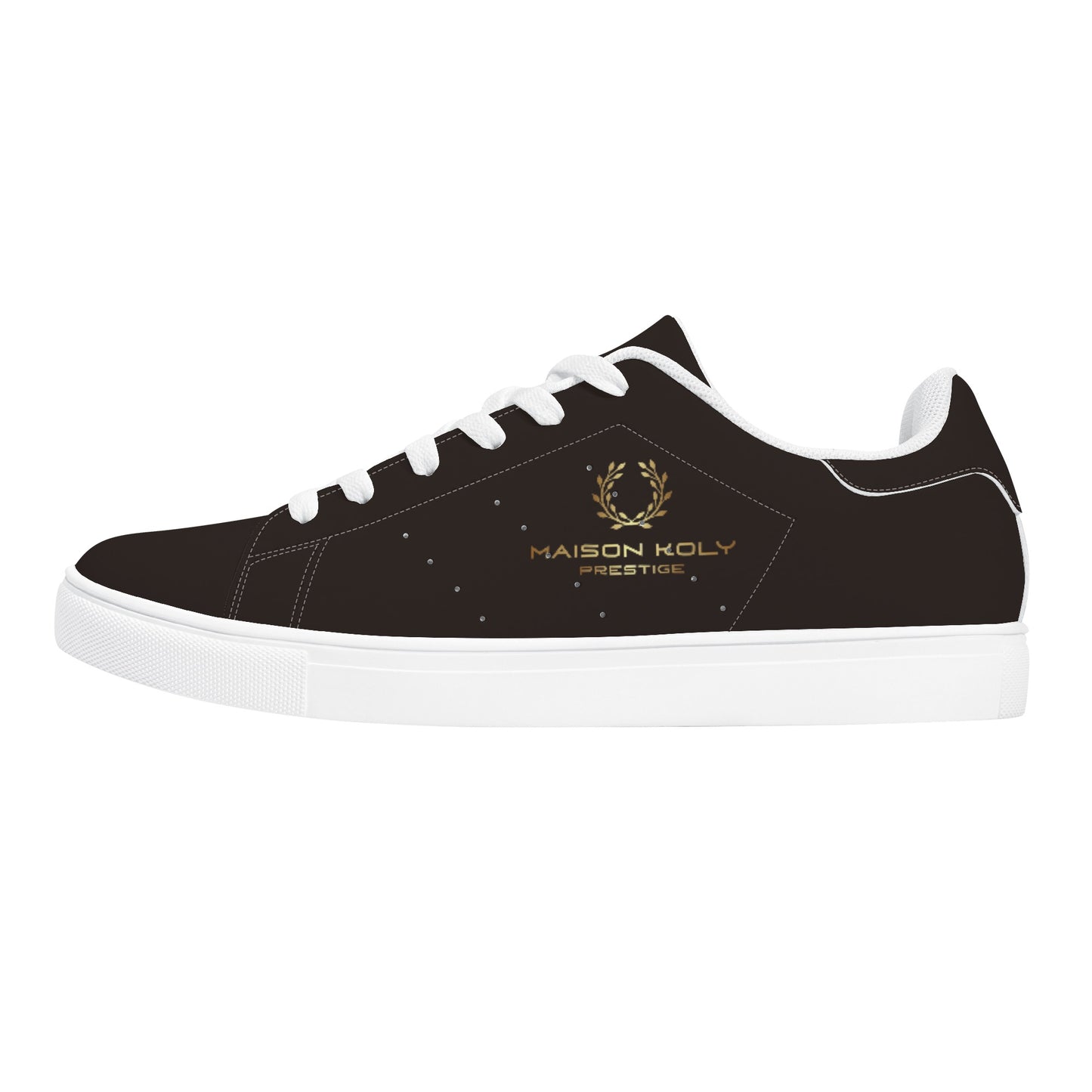 Maison Koly Bafula Bay Low Top Leather Sneakers- Brown Coffee - maisonkoly.com White / US5 (EU35)