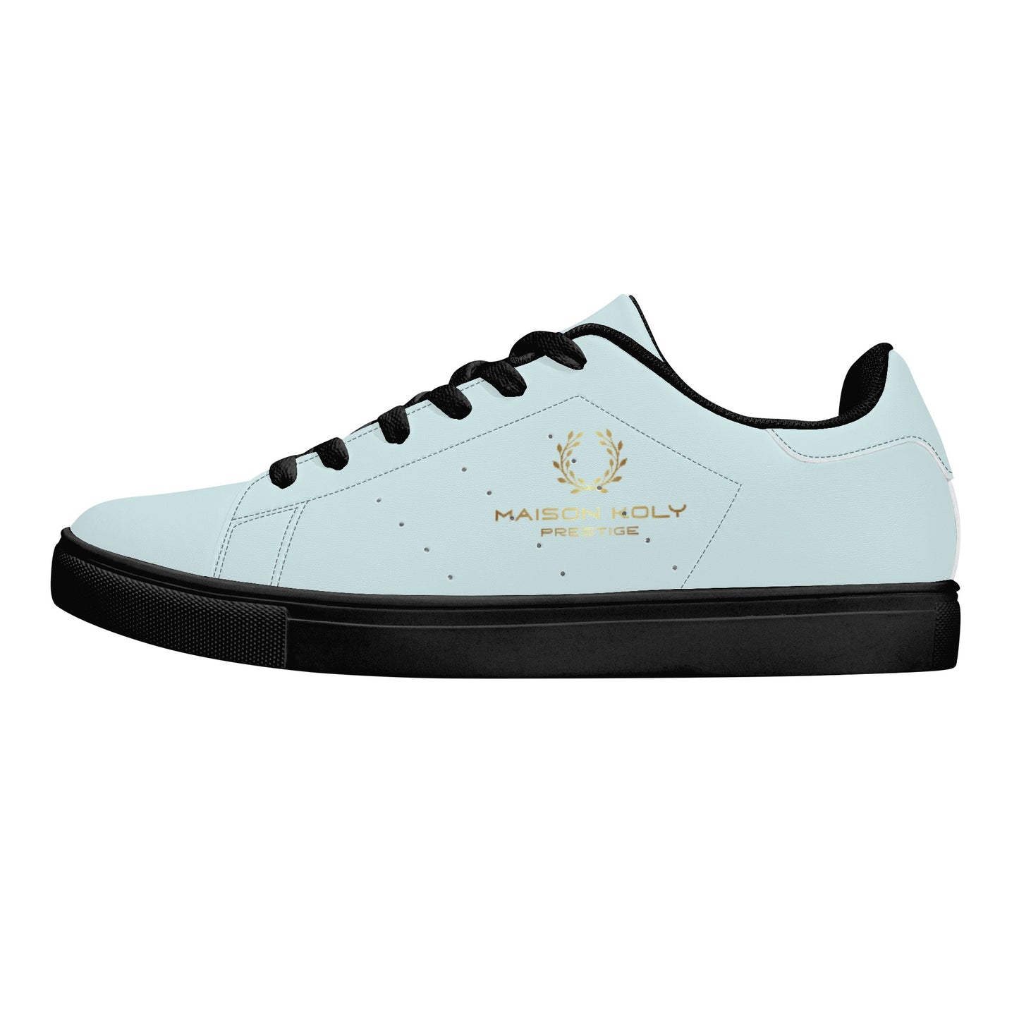 Maison Koly Bafula Bay Low Top Leather Sneakers- Sky blue - maisonkoly.com Black / US5 (EU35)