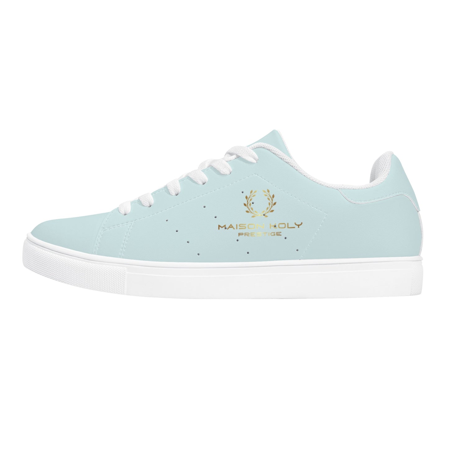 Maison Koly Bafula Bay Low Top Leather Sneakers- Sky blue - maisonkoly.com White / US5 (EU35)