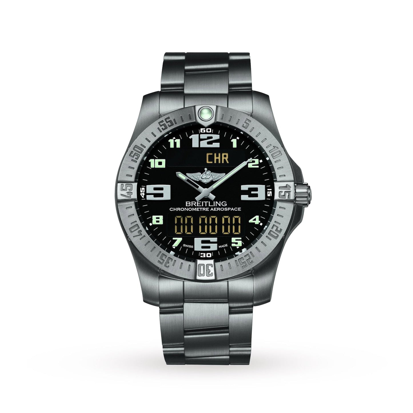 Breitling Aerospace Evo Black Dial Silver Steel Strap Watch for Men - E79363101B1E1