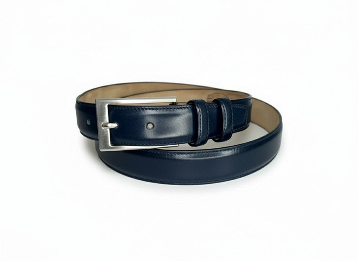 Maison Koly Cavalier Belt Navy Box Calf Leather by maisonkoly.com