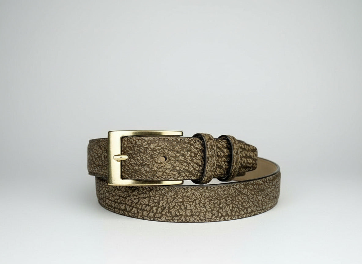 Maison Koly X Enzo Bonafe Cavalier Belt Gold Buckle Beige Bison suede Leather