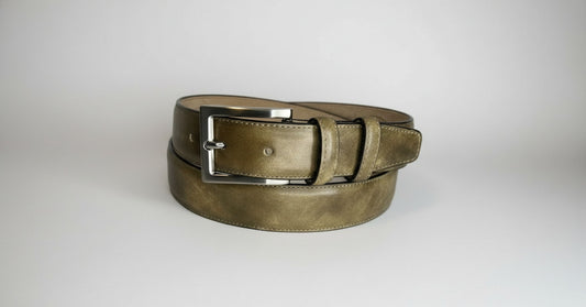 Maison Koly Cavalier Belt Khaki Museum Leather by maisonkoly.com