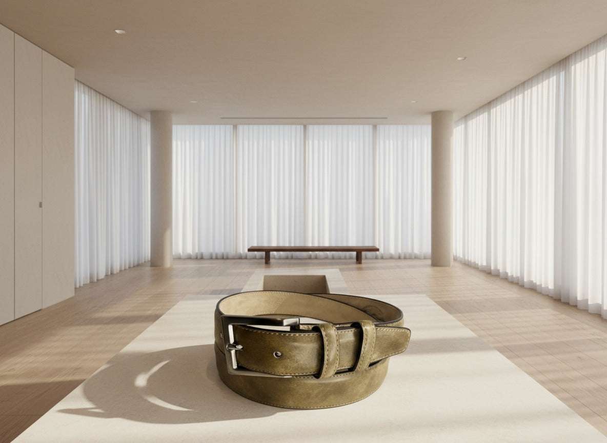 Maison Koly Cavalier Belt Khaki Museum Leather by maisonkoly.com