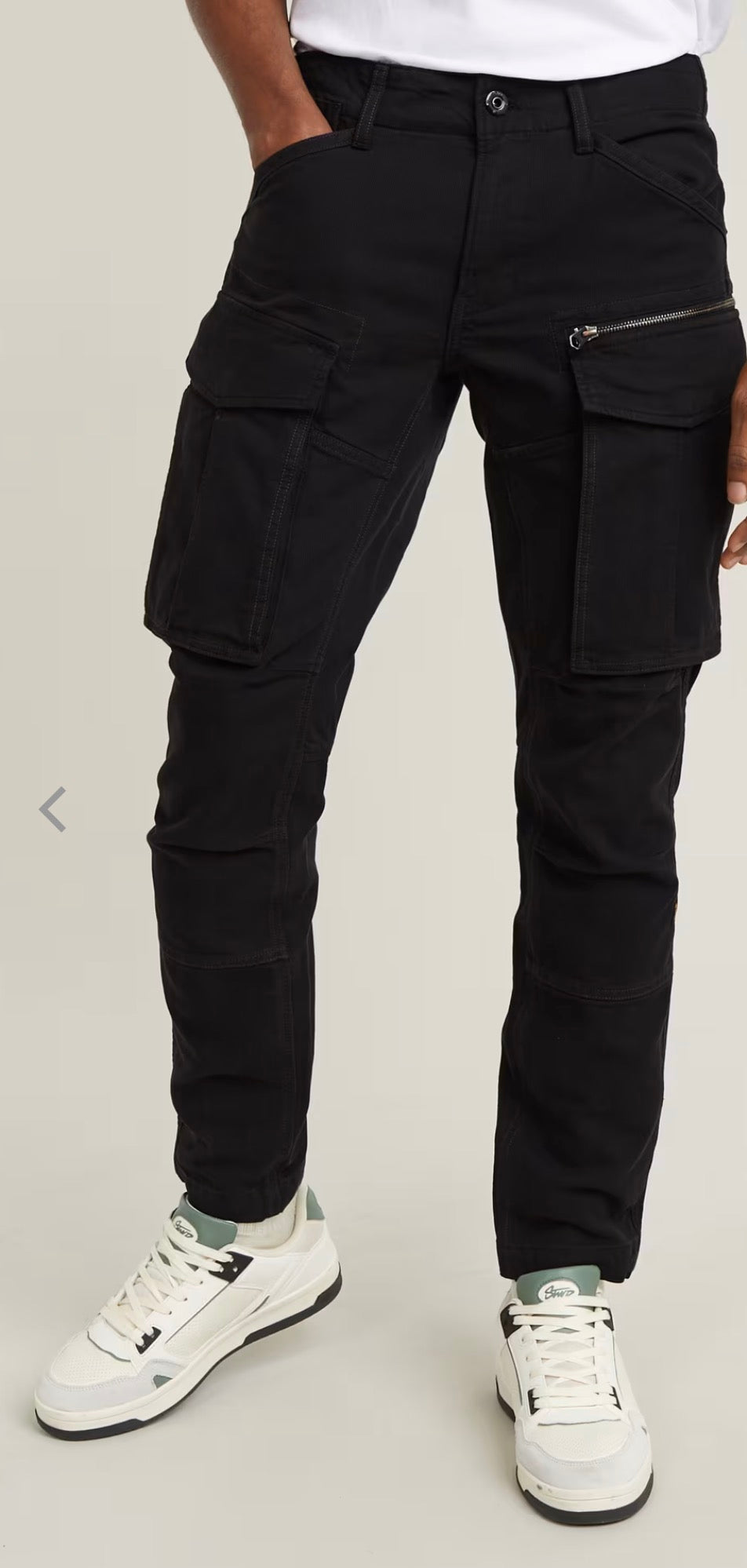 G-star Raw Mens 3D Straight tapered Cargo Pants Dark Black denim