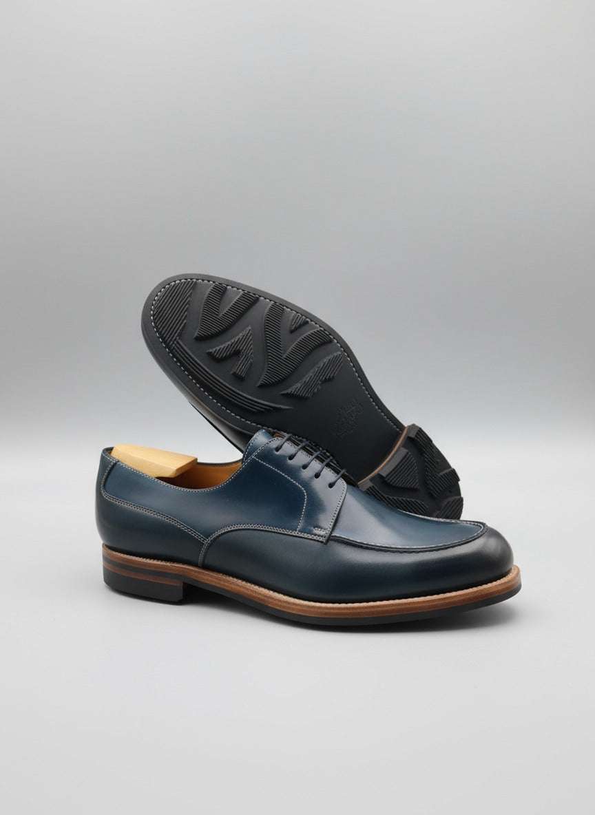 Maison Koly Riviera Derby Navy Cordovan & Ilcea green Museum oxfords by maisonkoly.com