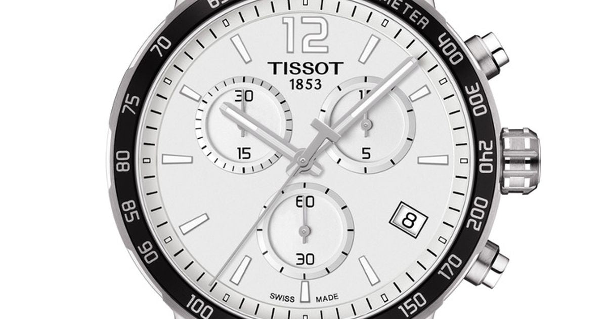 Tissot Quickster Chronograph NBA Toronto Raptors White Dial Two Tone NATO Strap Watch for Men - T095.417.17.037.16