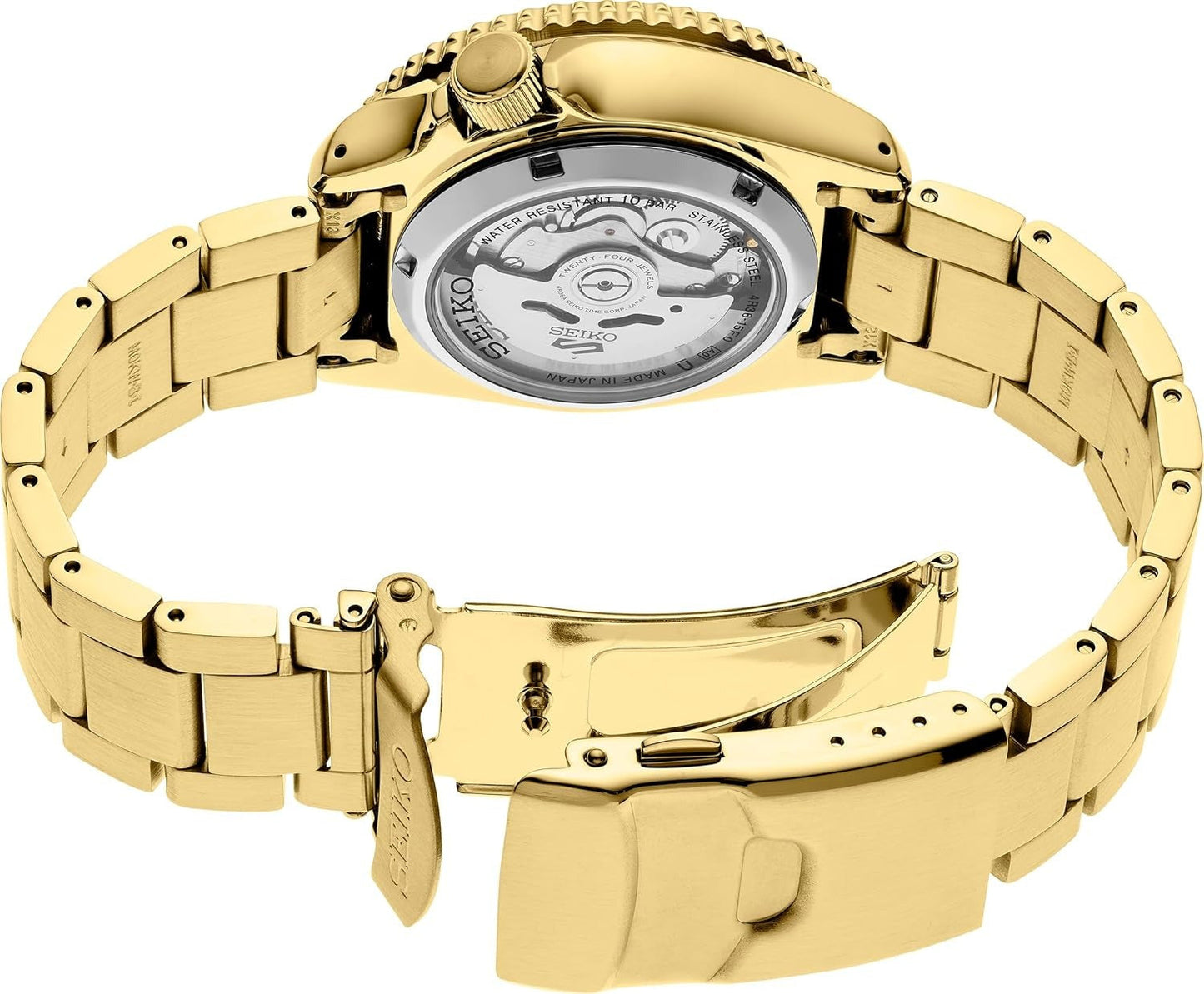 Seiko 5 Sports US Special Edition Automatic Blue Dial Gold Steel Strap Watch For Men - SRPK20