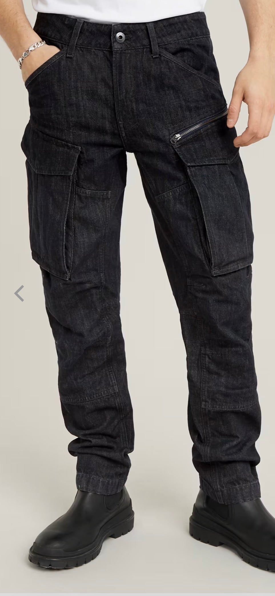 G-star Raw Mens 3D Straight tapered Cargo Pants Dark Black denim