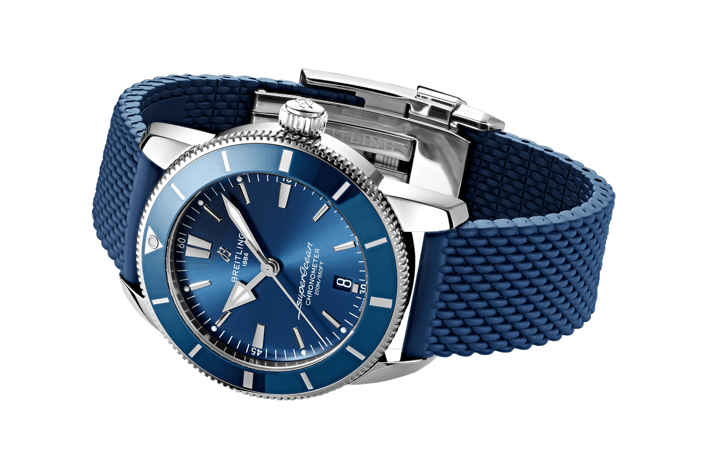 Breitling Superocean Heritage II B20 44mm Blue Dial Blue Rubber Strap Mens Watch - AB2030161C1S1