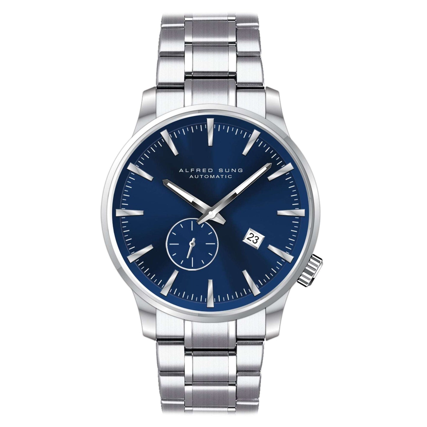 Alfred Sung Automatic II Blue Sunray Dial Silver Bracelet Men's watch by Goodwatch