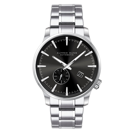 Alfred Sung Automatic II Black Sunray Dial Silver Bracelet Men's watch by Goodwatch