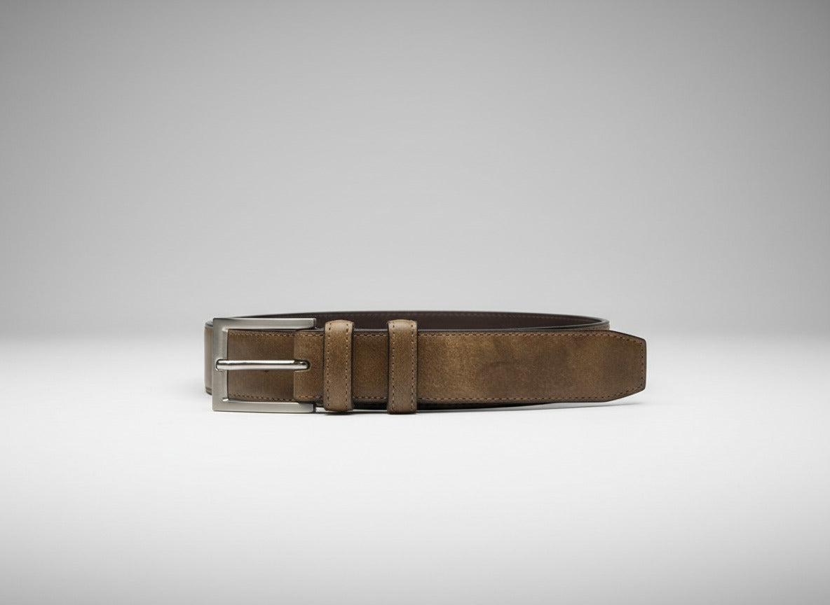 Maison Koly Cavalier Belt Khaki Museum Leather by maisonkoly.com