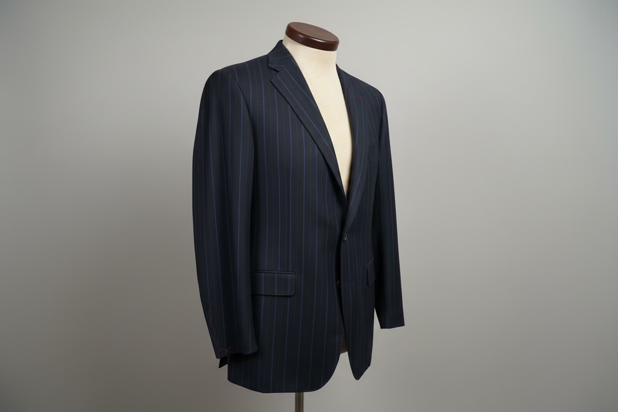 Samuelsohn luxury suit striped wool blue