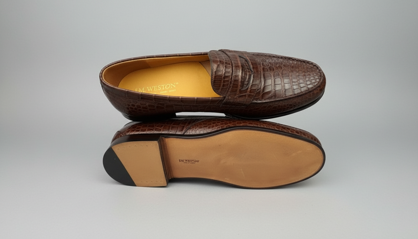 JM Weston 180 loafers Alligator brown by maisonkoly.com