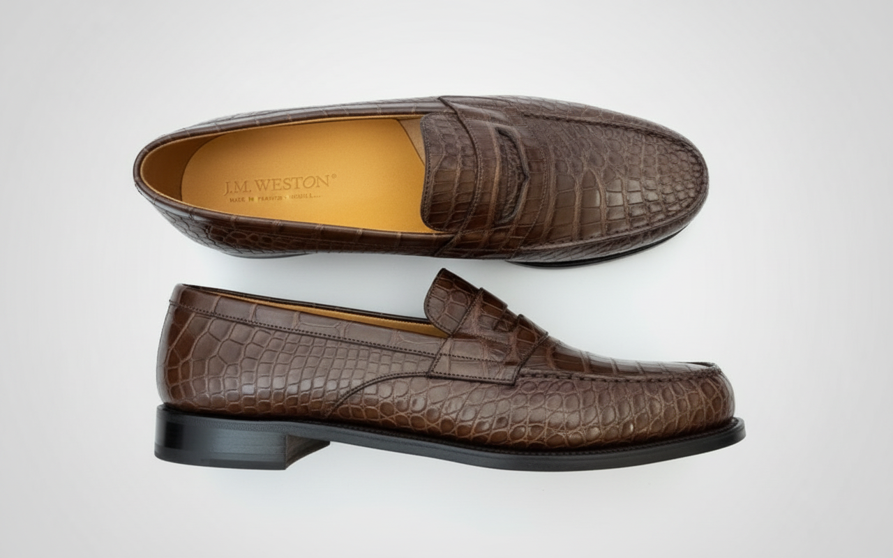JM Weston 180 loafers Alligator brown by maisonkoly.com