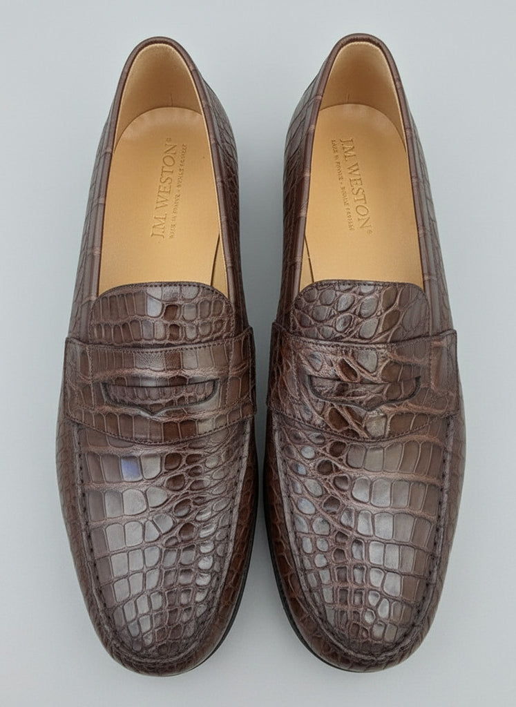 Jm Weston Crocodile Shoes Weston Crocodile Monk Strap Shoes Brown