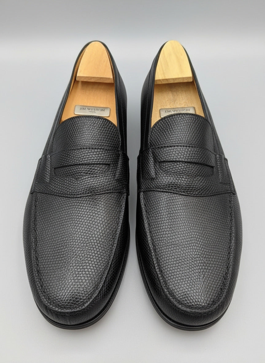 JM Weston 180 loafers Lizard Black by maisonkoly.com