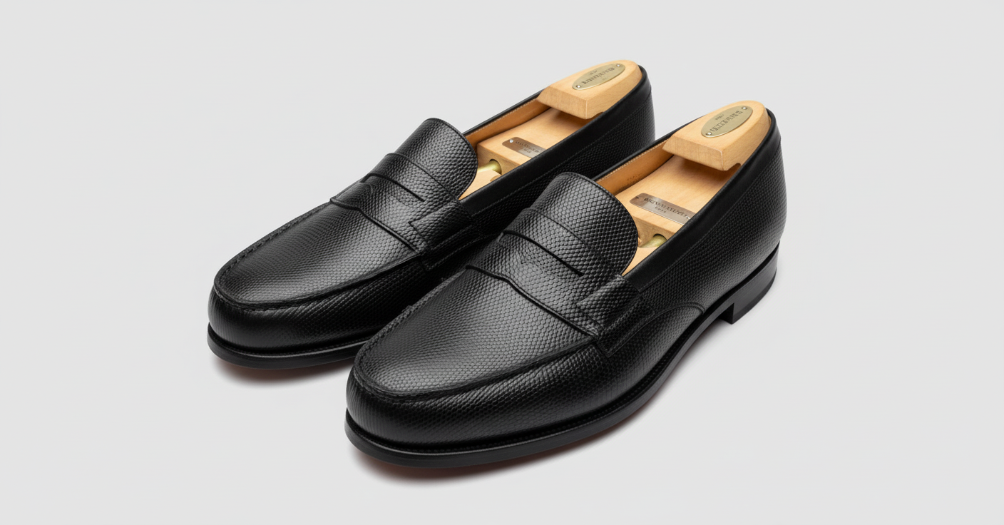JM Weston 180 loafers Lizard Black by maisonkoly.com