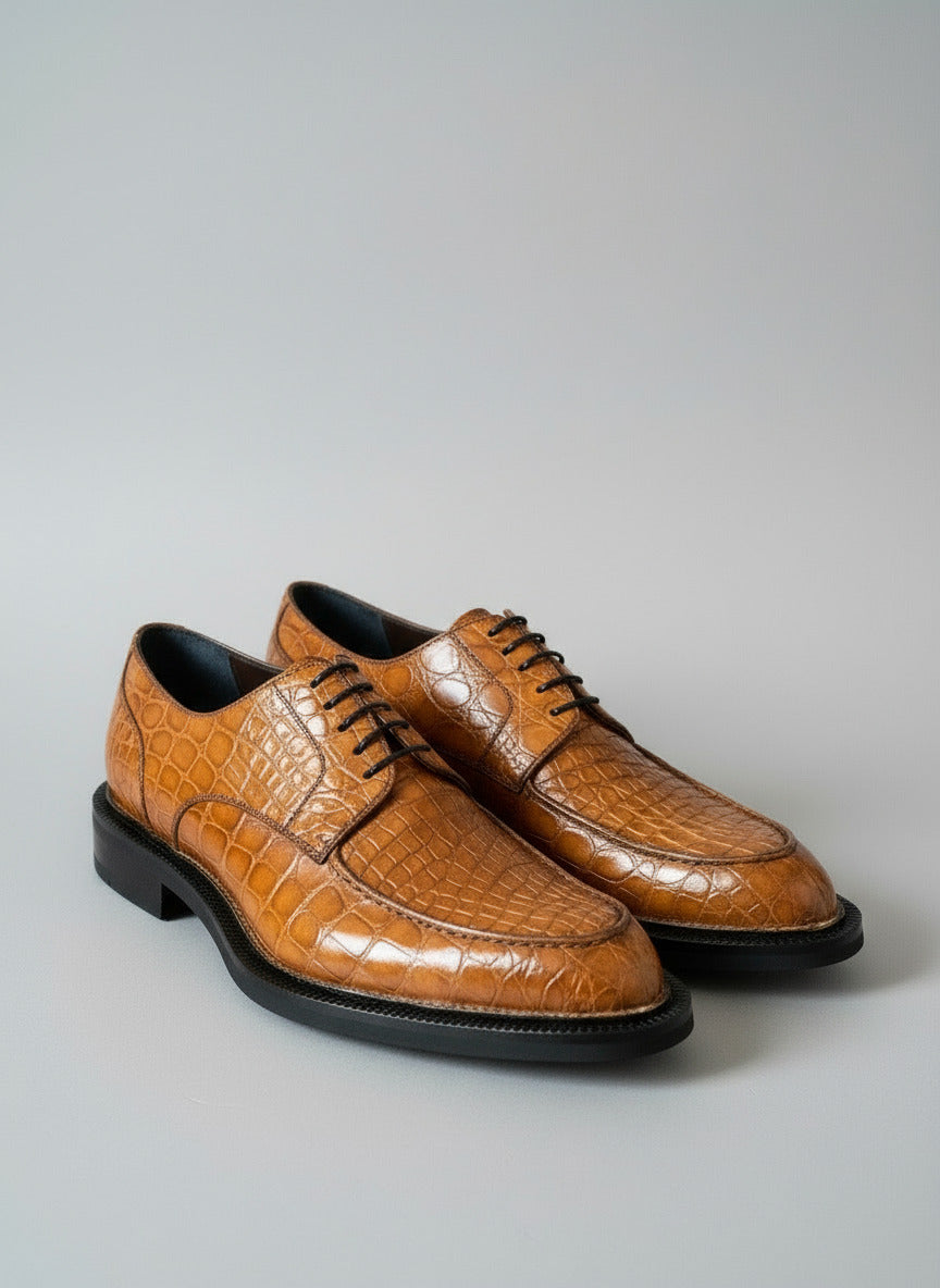 Maison Koly X Bonafe Uzes Derby Cognac Alligator by maisonkoly.com