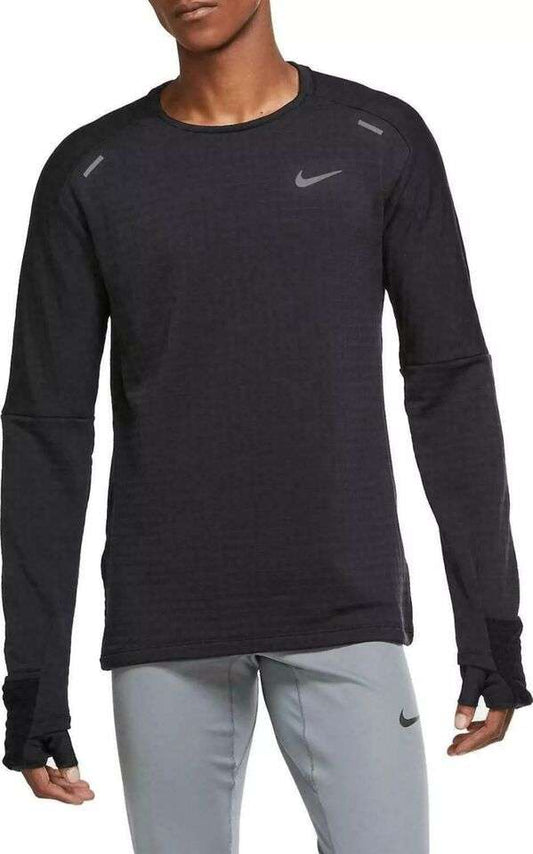 Nike Mens Running Top - Black LS Therma Fit for Men | Nike