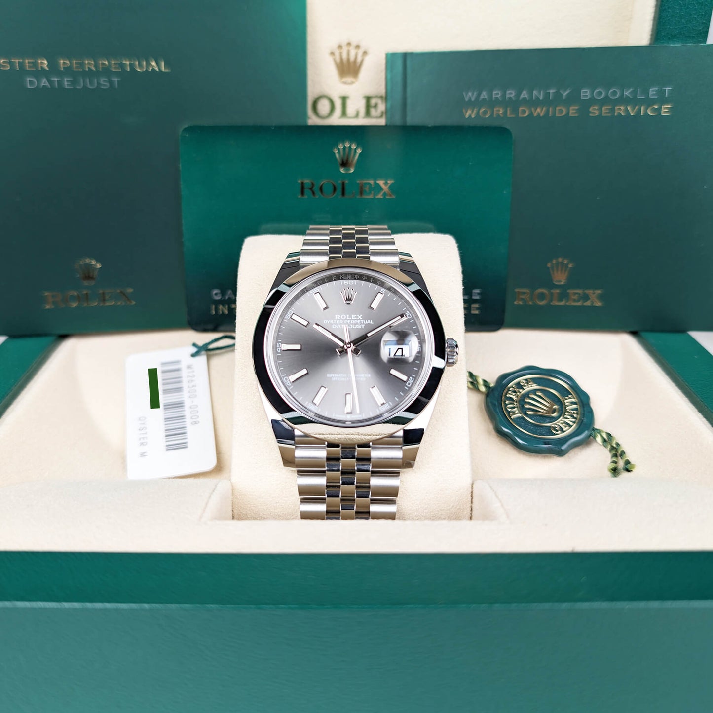 Rolex Datejust 41 Oyster Grey Dial Silver Oystersteel Bracelet Watch for Men - M126300-0008