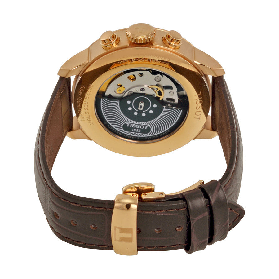 Tissot Des Tourelles Chronograph Silver Dial Brown Leather Strap Watch For Men - T099.427.36.038.00