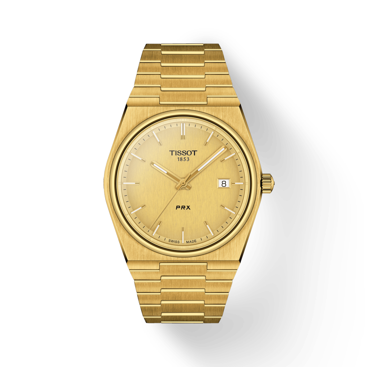 Tissot PRX Powermatic 80 Gold Dial Gold Steel Strap Watch for Men - T137.207.33.021.00