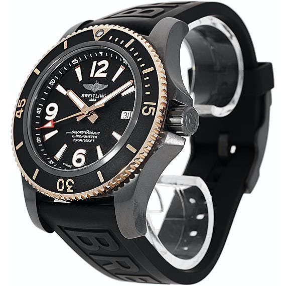 Breitling Superocean Automatic 46mm Black Dial Black Rubber Strap Watch for Men - U17368221B1S1