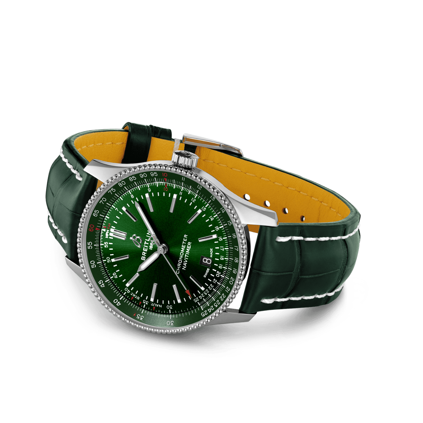 Breitling Navitimer Automatic 41mm Green Dial Green Leather Strap Watch for Men - A17326361L1P1