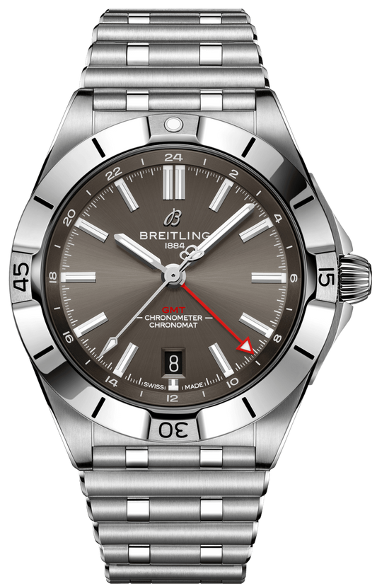 Breitling Chronomat GMT 40 Brown Dial Silver Steel Strap Watch for Men - A32398101M1A1