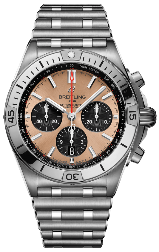 Breitling Chronomat B01 42 Brown Dial Silver Steel Strap Watch for Men - AB0134101K1A1