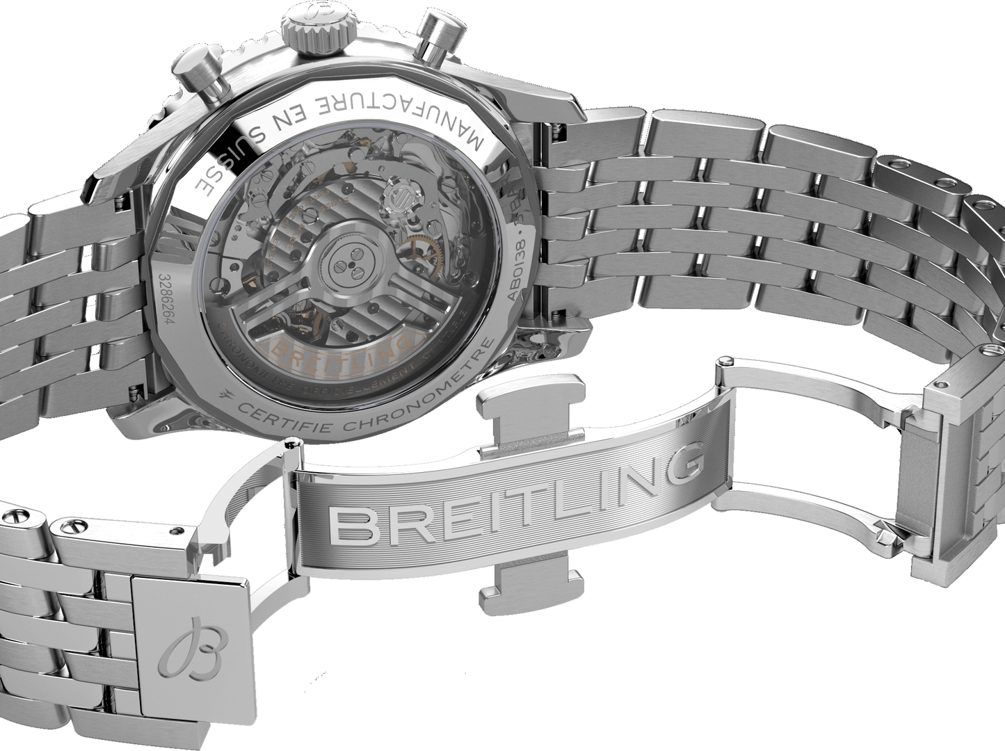 Breitling Navitimer B01 Chronograph 43 Black Dial Silver Steel Strap Watch for Men - AB0138211B1A1