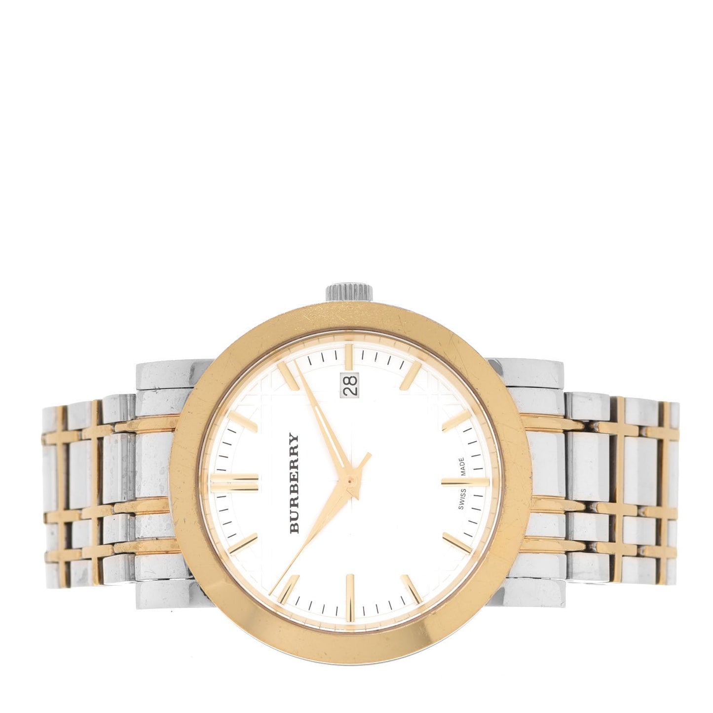Burberry Heritage White Dial Two Tone Stainless Steel Strap Watch for Men - BU1358