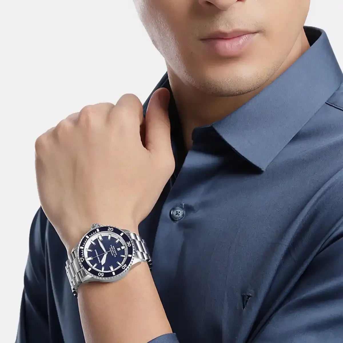 Emporio Armani Sea Explorer Blue Dial Silver Steel Strap Watch for Men - AR60087