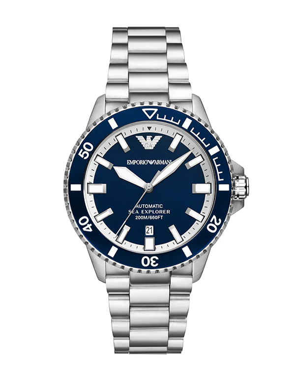 Emporio Armani cBlue Dial Silver Steel Strap Watch for Men - AR60079
