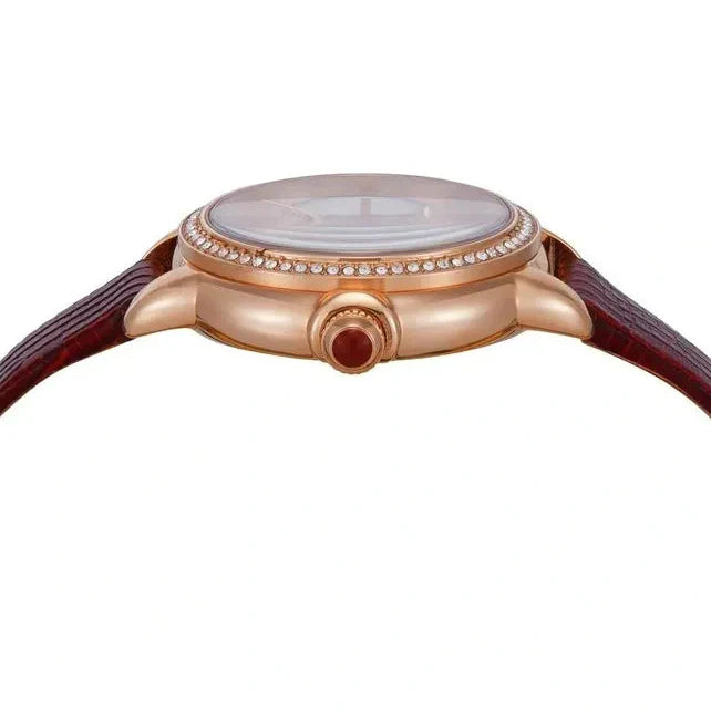 Emporio Armani Mia Mother of Pearl Dial Red Leather Strap Watch for Women - AR11646