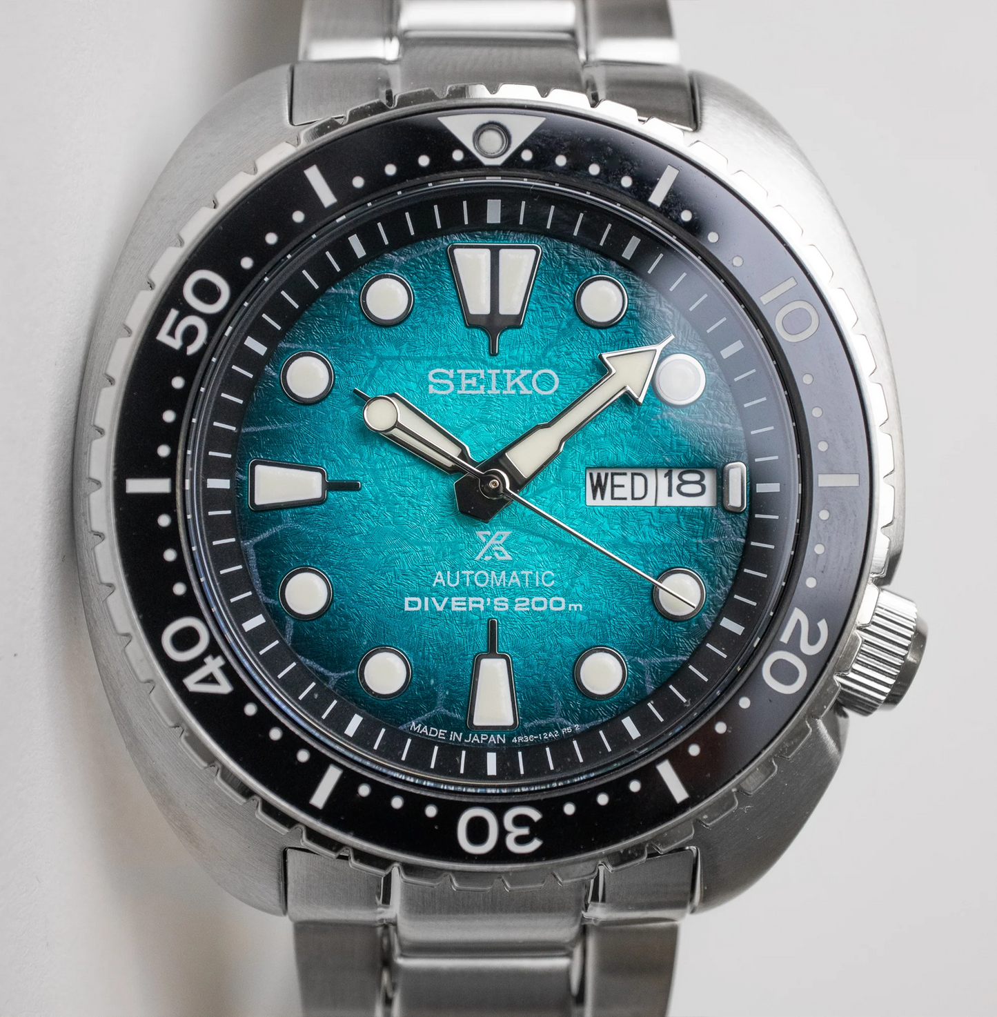 Seiko US Special Edition Automatic Green Dial Silver Steel Strap Watch for Men - SRPH57