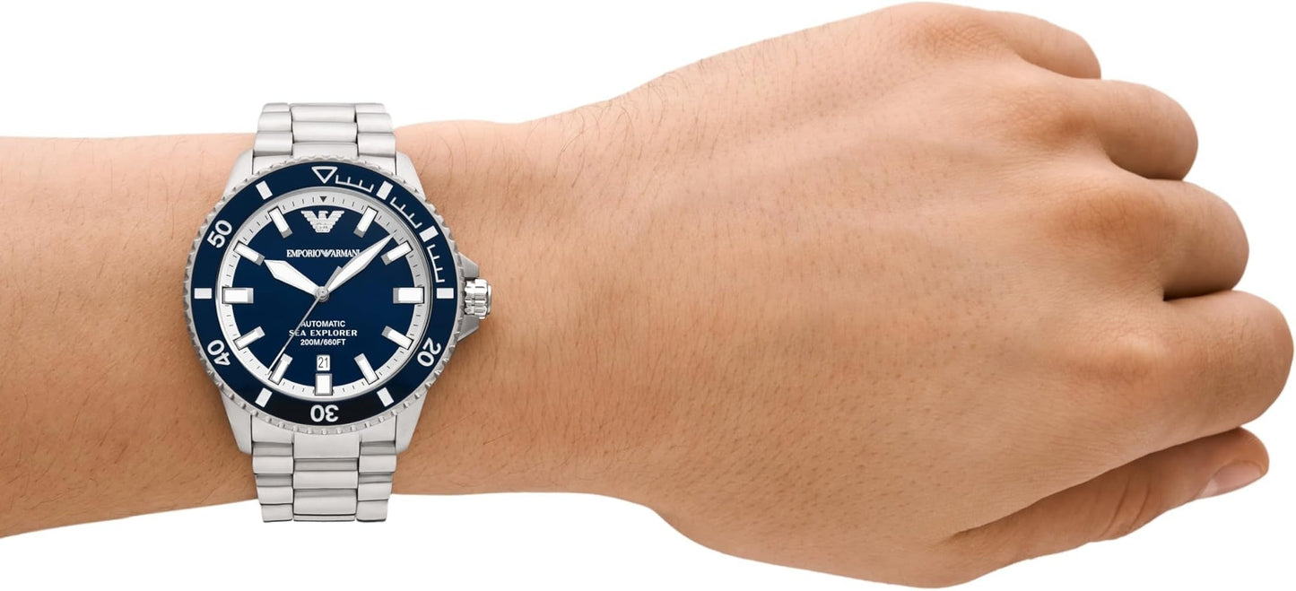 Emporio Armani cBlue Dial Silver Steel Strap Watch for Men - AR60079